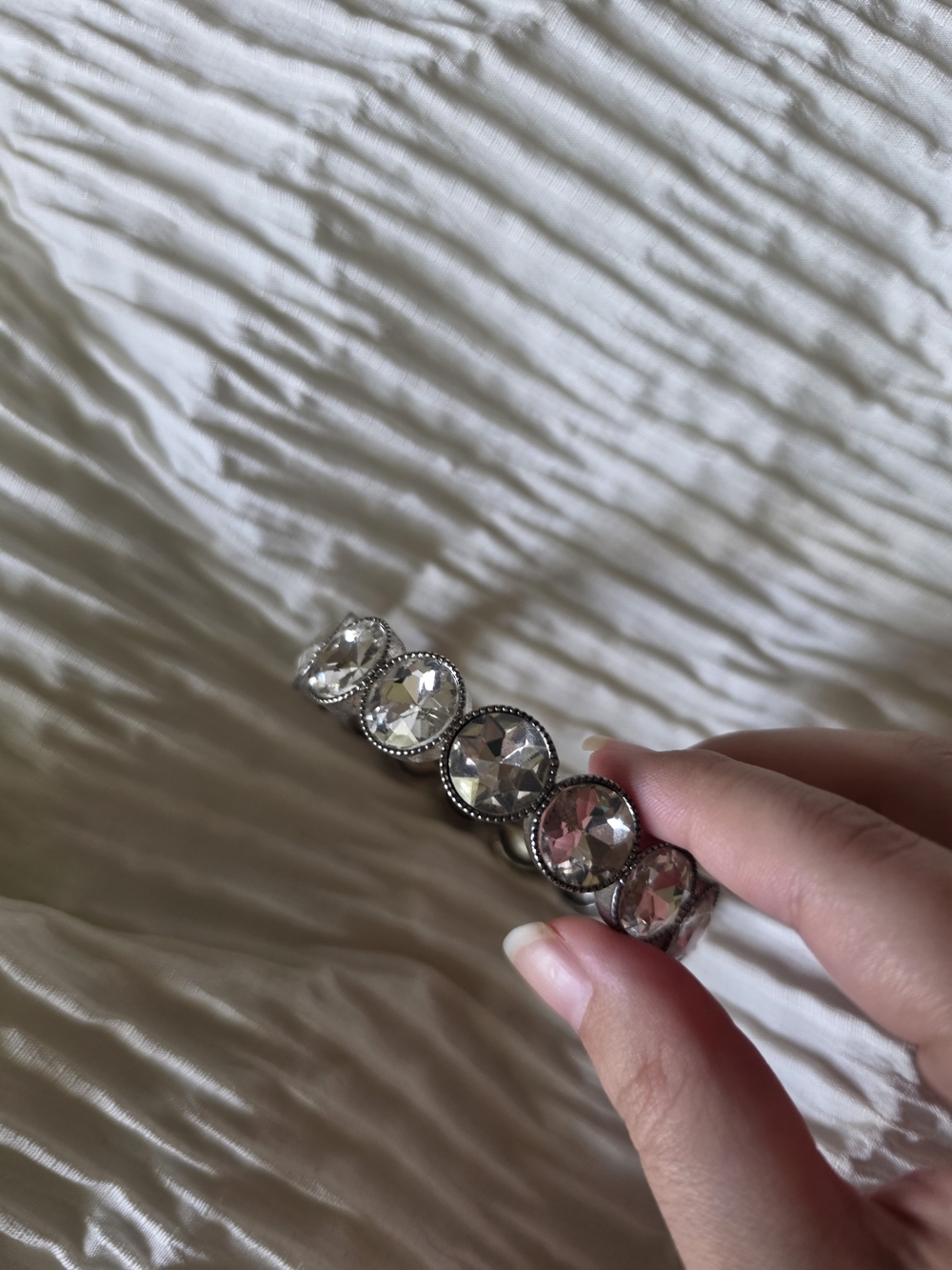 Silver-Tone Clear Crystal Stretch Bracelet